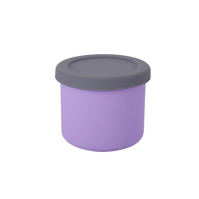 

Кругла силіконова харчова хрустка коробка для пікніка з кришкою для мікрохвильової печі Bento Lunch Box для фруктів і овочів 250ml фіолетовий