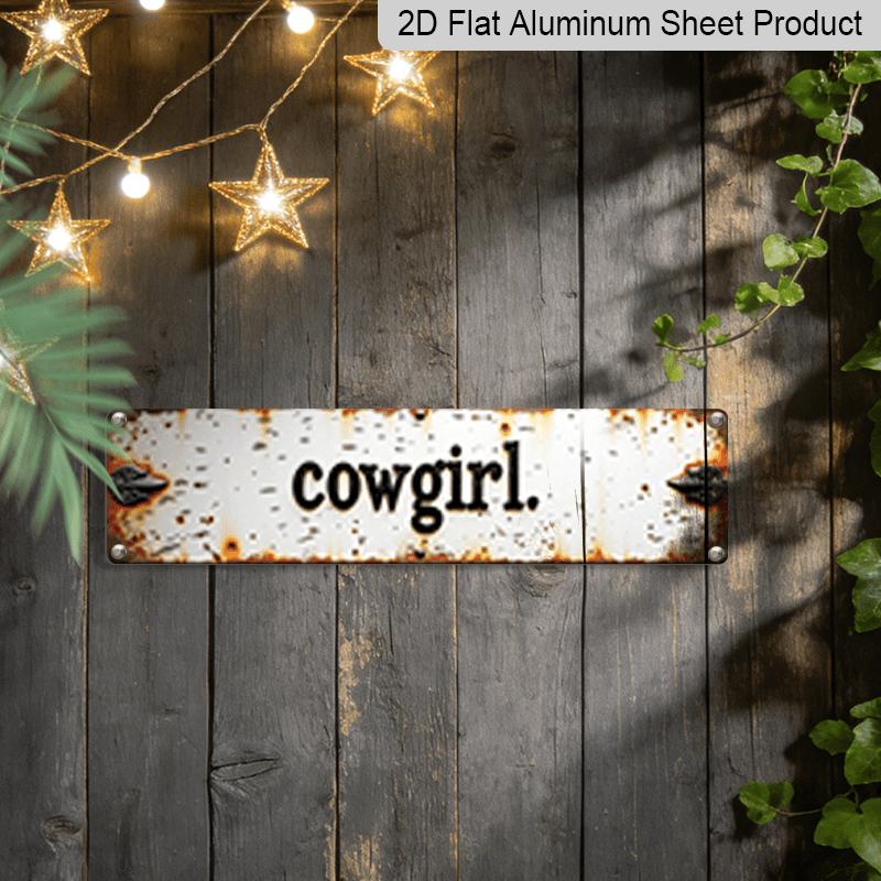 2D Flat, 1pc, "Cowgirl" Metal Sign, Aluminum Decorative Sign, Novelty Street Sign, Home Decor, Room Decor, Wall Decor, Restaurant Decor, Bar Decor