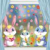 New 2026 Easter Cartoon Rabbit and Colored Eggs Window Clings - Electrostatic Stickers for Mall and Shop Glass Decorations