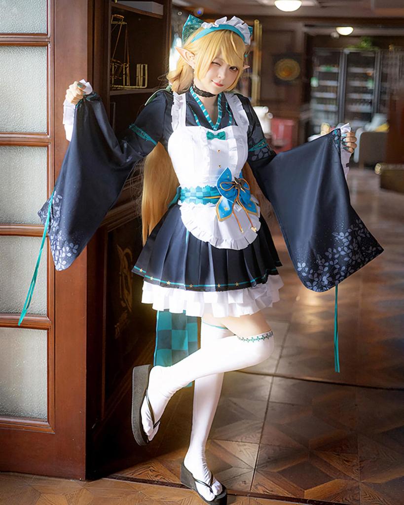 [Milky Time] Nijisanji Pomu Rainpuff Cosplay Halloween Maid Outfit Pomu Rainpuff