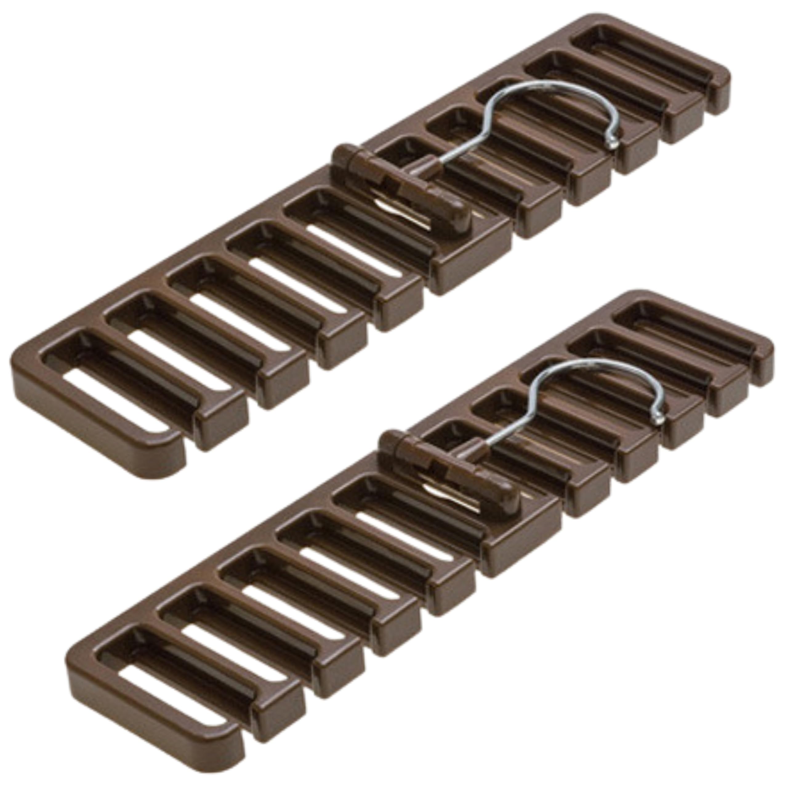

TikTrunk Belt Hanger, Holds 10 Ties and Scarves, Space-Saving, 360-Degree Rotation, with Hooks, Brown, Set of 2
