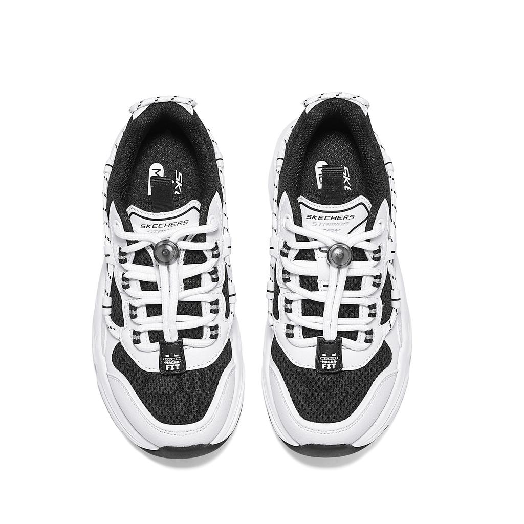 Skechers Girls Autumn Meteor Bear Drawstring Dad Style Versatile Fashion Retro Trend Lightweight Comfortable Mesh Kids Sneakers 319073L-BKW