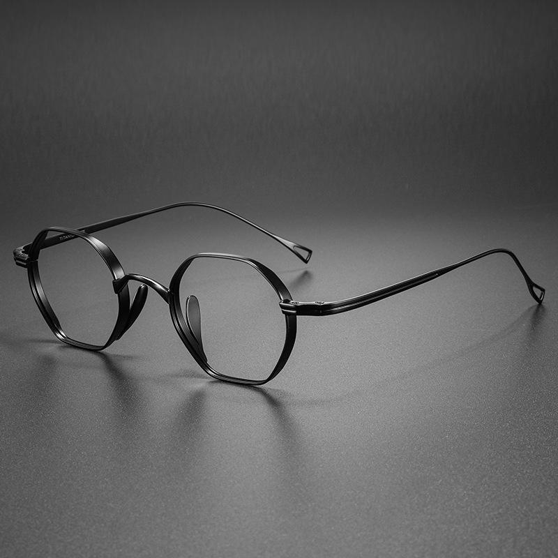 High Quality Pure Titanium Fashion Polygon Small Frame For Men Anti Blue Light Reading Glasses Prescription Myopia Eyewear +1.25