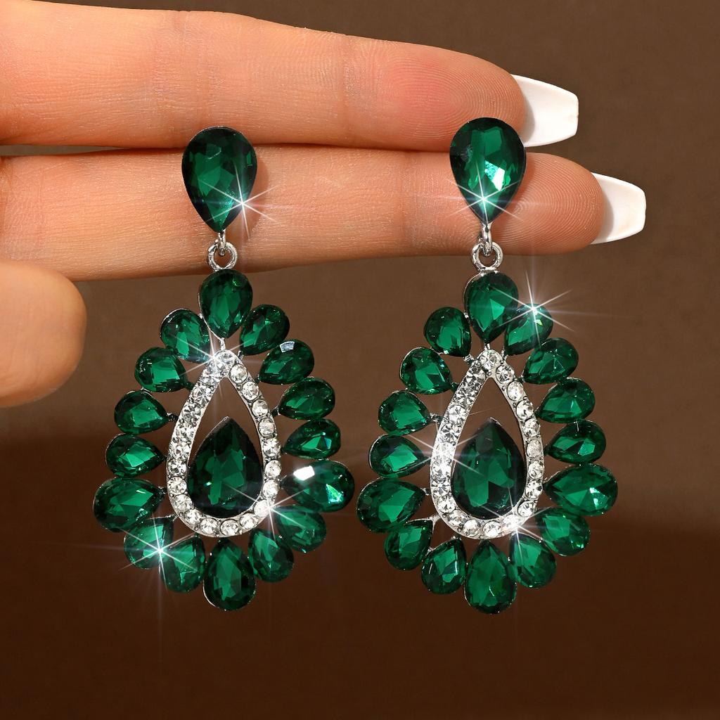 Lange Tropfen-Strassstein-Mode Personalisierte Ohrringe Luxuriöse Retro-Tropfenohrringe Legierung Diamant-Anhänger