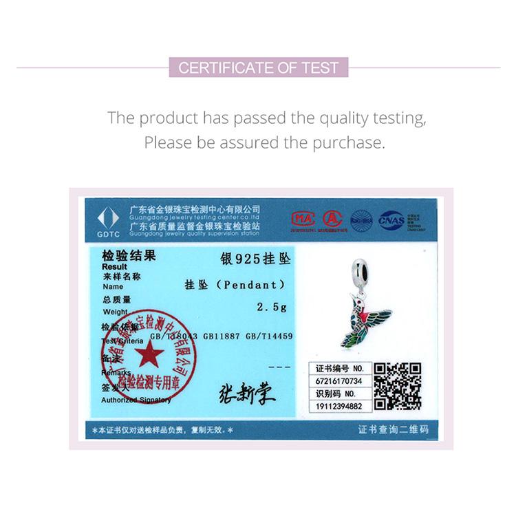 BAMOER Authentic 925 Sterling Silver Kingfisher Pendant Fit Women Original Bracelet or Bangle Fine Jewelry Gift