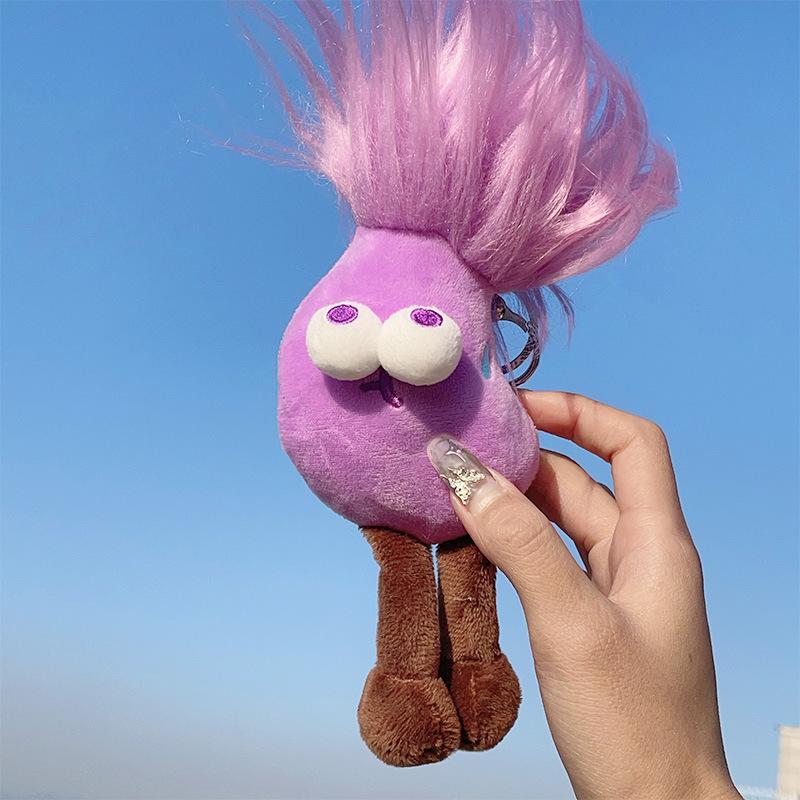 New Ugly Cute Funny Fried Vegetable Keychain Large Intestine Mouth Doll Bag Pendant Holiday Gift