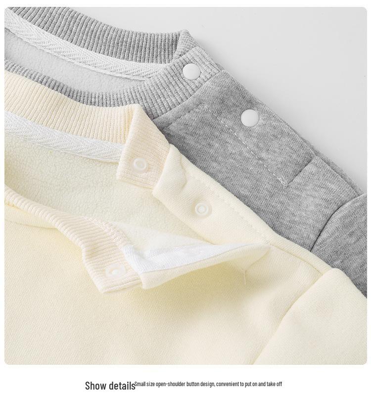 Bluza polarowa z okrągłym dekoltem dla niemowląt, z długim rękawem, ciepła koszulka bazowa na jesień i zimę