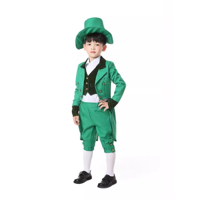 

Halloween Irish Green Fairy Costume Stage Makeup Children Adult Male Parent-Child Green Fairy Costume XL