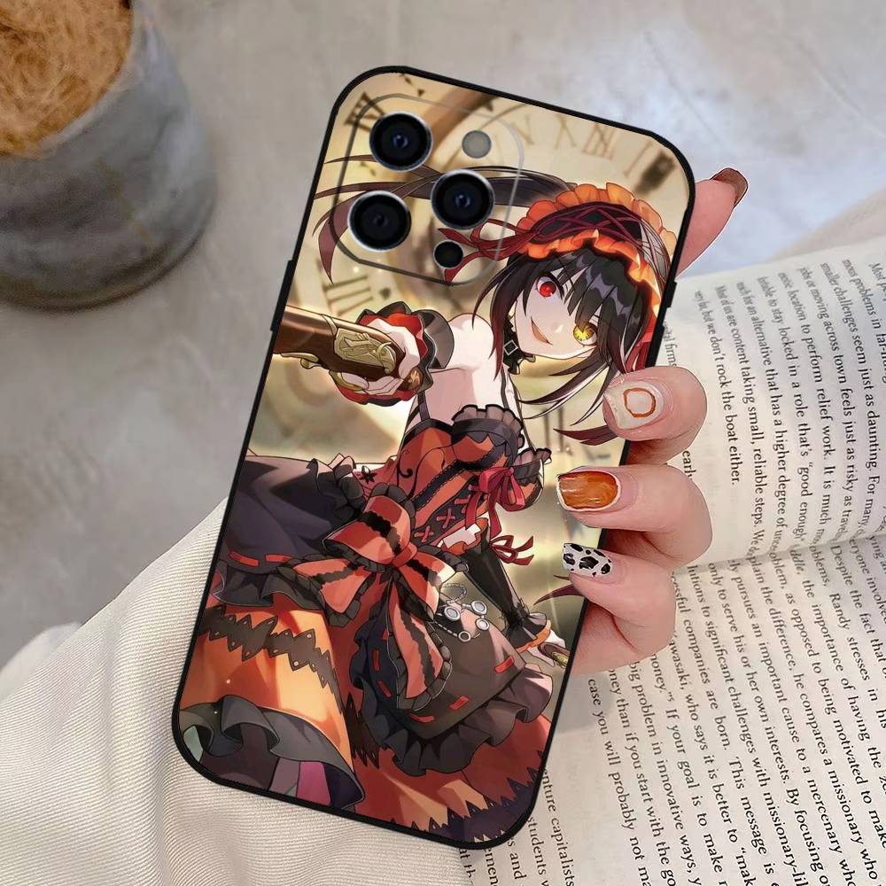 Date A Live Tokisaki Kurumi Phone Case For iPhone 17,16,15,14,13,12,11 Plus,Pro Max,XS,Soft Silicone Black Cover