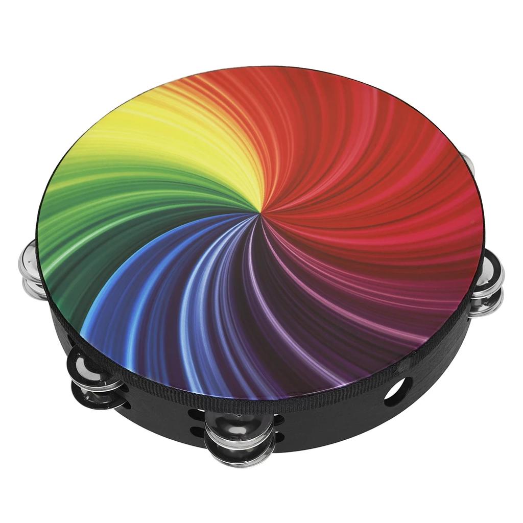10 Inch Tambourine Colorful Double Row Handbell Hand Drum Early Education Tambourine Drums Percussion Musical Instrument