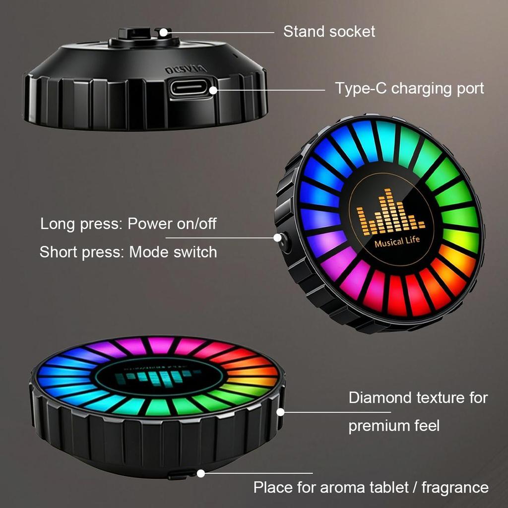 Universal Car Air Vent Freshener LED Rhythm Light RGB Sound Pickup Lamp Auto Start Stop Smart Aromatherapy Diffuser Car Interior Styling Accessories