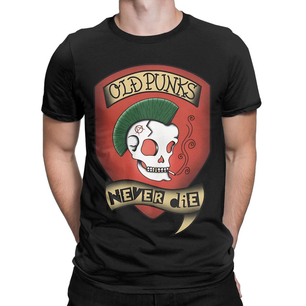 Old Punks Never Die Red Funny Graphic 100 Cotton TShirt Old Punks Never Die Tops Tees For Unisex