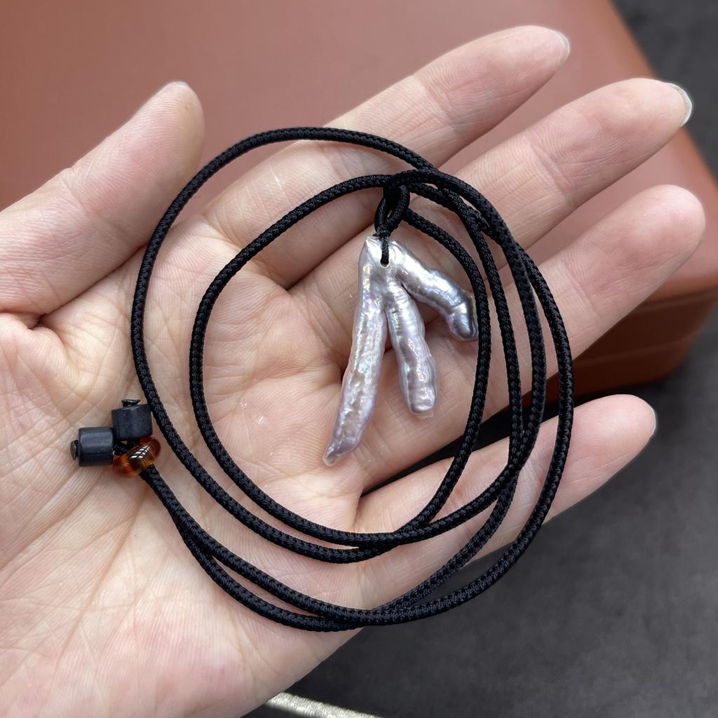 1Pc, Baroque Pearl Necklace, 15×30mm, Natural Freshwater Pearl Pendant Necklace for Women Jewelry Gifts, Rope Length: 67cm