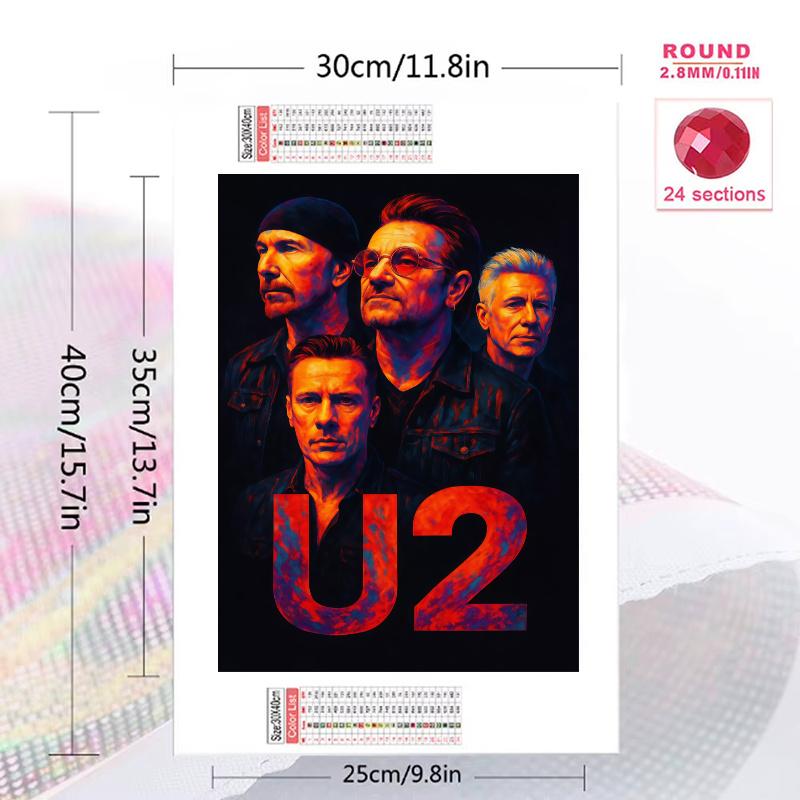 U2 100% Round Full Drill 5D DIY Diamond Painting Embroidery Cross Stitch Rhinestone Décor