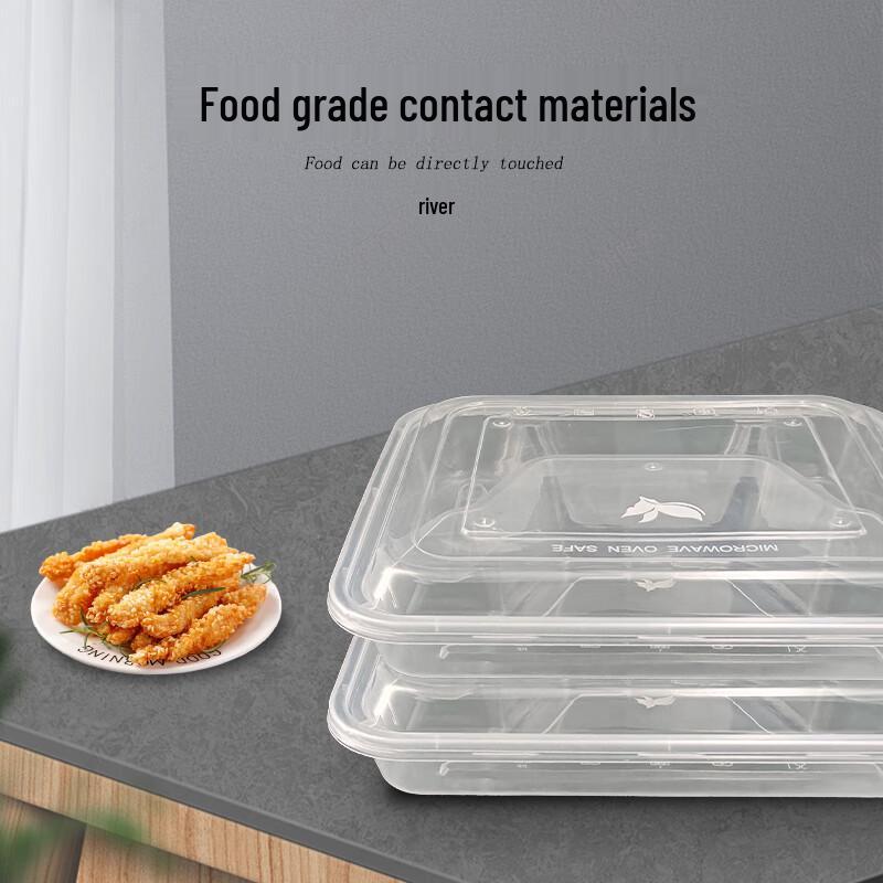 Disposable 4-Compartment Food Container with High Lid