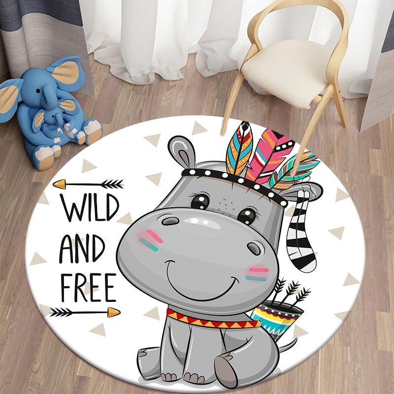 Covor rotund Covor cu animale din desene animate Sufragerie Camera copiilor Leu Covoras Dormitor copii Mod covor