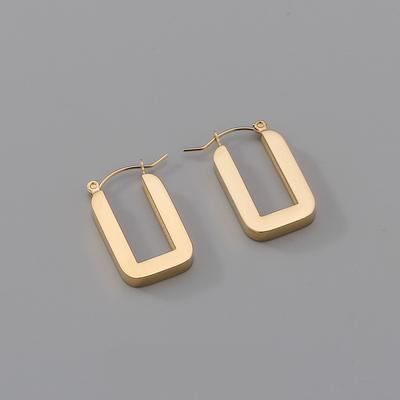 Trendige Edelstahl-Creolen in Goldfarbe für Damen Einfaches Metall-Charm-Geschenk