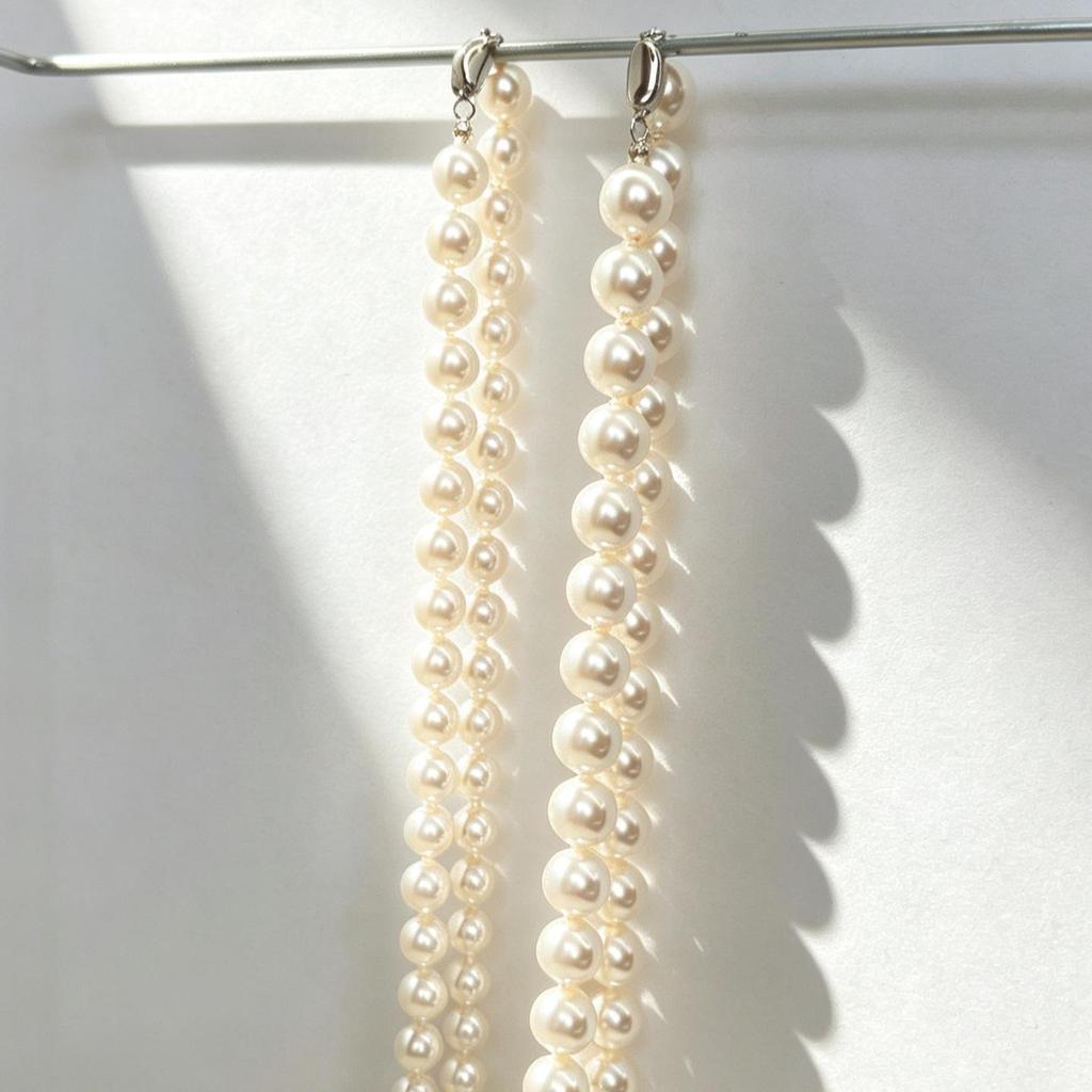 S925 Sterling Silver Imitation Pearl Necklace - Knotted Sweater Chain with Light Luxury and Elegant Style