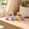 Car Dashboard Ornament 4Pcs Mini Cartoon Duck Figurines, Cute Polka-dot Pajamas Statues, Figurine Macaron Animal Ornaments for Console Desktop