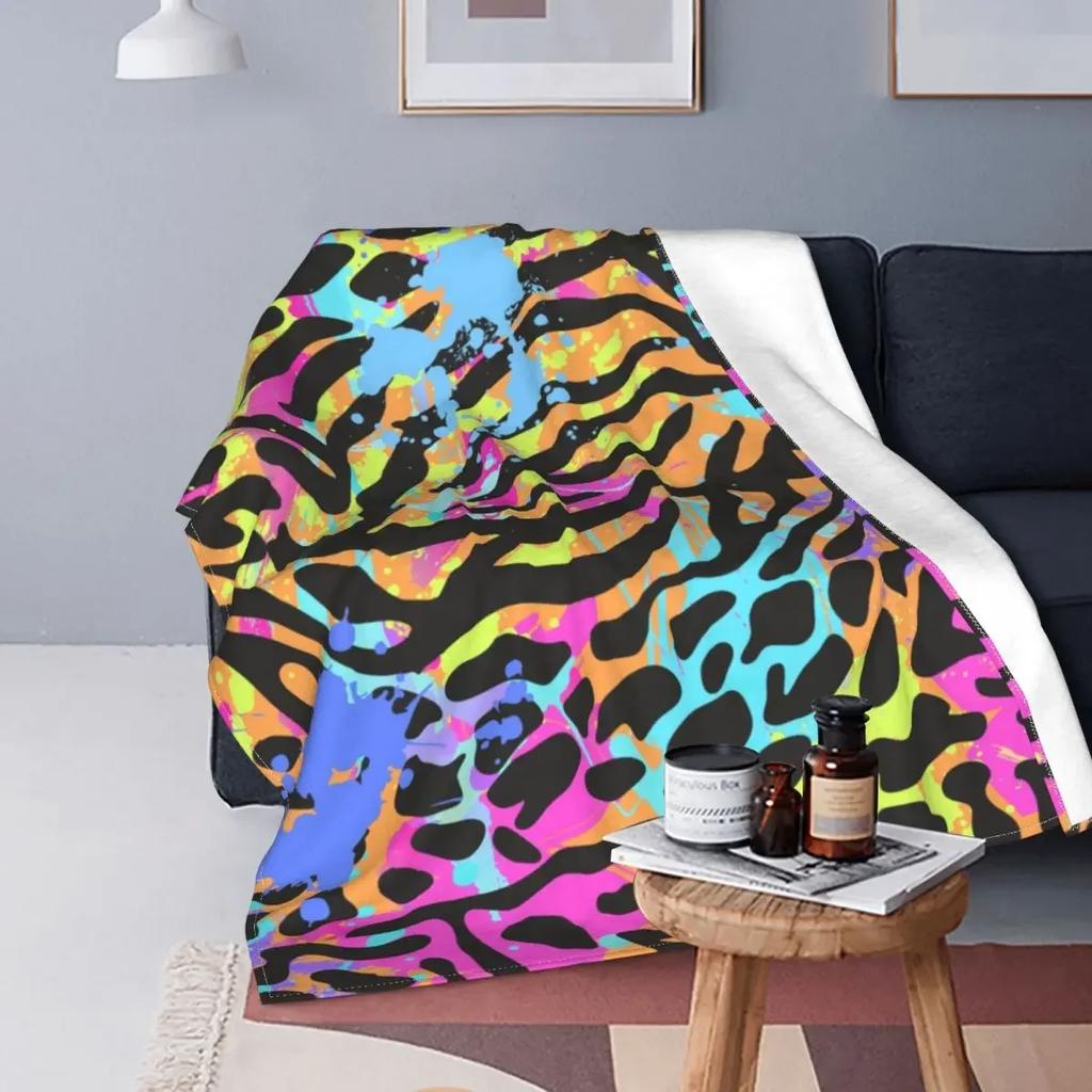 Warm Soft Bedspread King Queen Full Size Brown Tiger Print Flannel Throw Blanket Stripes Animal Fur Pattern Comfy Fleece Blanket