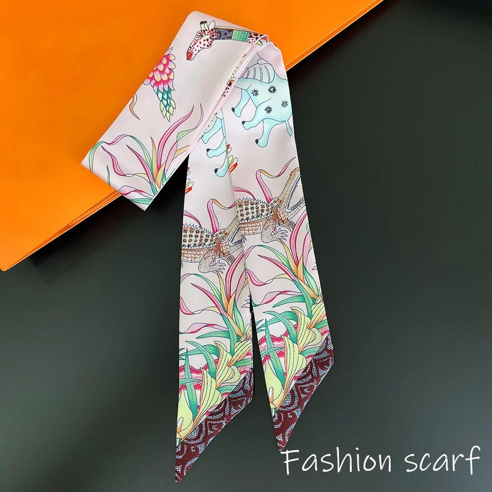 

Europe 2025 Fashion New National Style Small Nroken Flower Women s Decorative Twill Binding Bag Handle Silk Scarf Ribbon Scarf 90X5CM