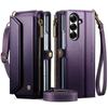 For Samsung Galaxy Z Fold 8 Case Crossbody Zipper Wallet RFID Blocking Card Slot Magnetic Leather Wristlet Flip Cover for Women