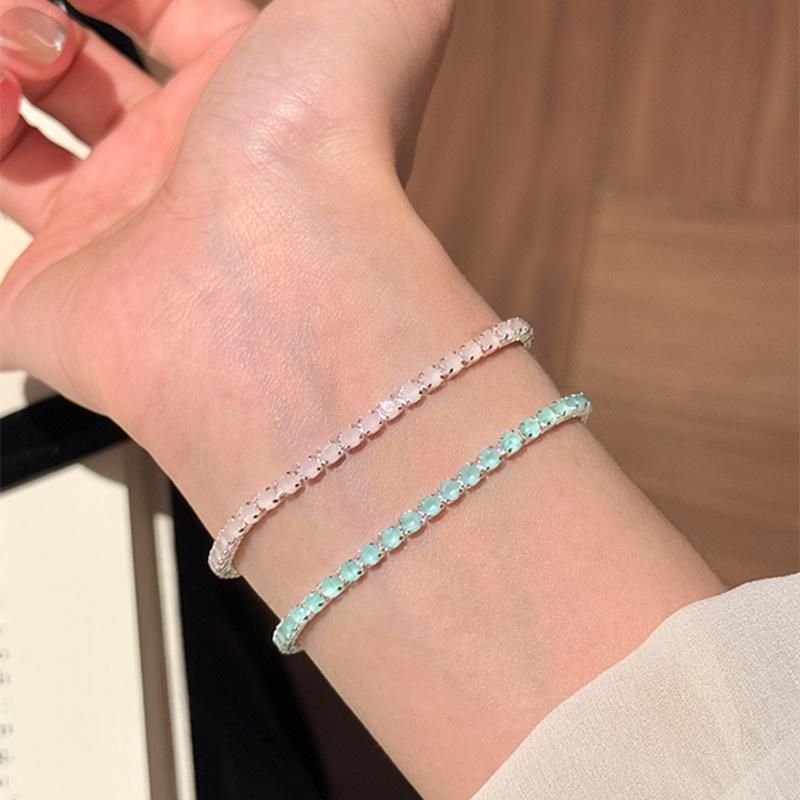 Elegant Mint Green Zirconia Stackable Bracelet for Women – Versatile, Simple, Exquisite Hand Jewelry