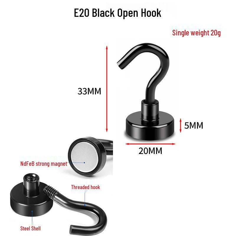Strong NdFeB Magnetic Hook Refrigerator Sticker: No-Drill, Open, Round Magnet