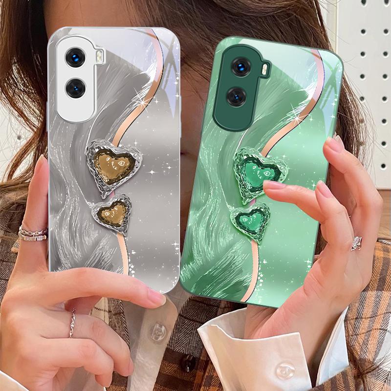 Bernstein Doppeltes Liebes-Für Honor 200 90 8X 9X Pro Lite P50 P40 Nova 10 11i P60 Magic4 6 Mate 20 50 Gehärtetes Glas Handyhülle