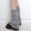 Ribbed Knit Cuffs Furry Leg Warmers for Women Students Winter Furry Plush Boot Covers Stretchy Calf Socks Streetwear