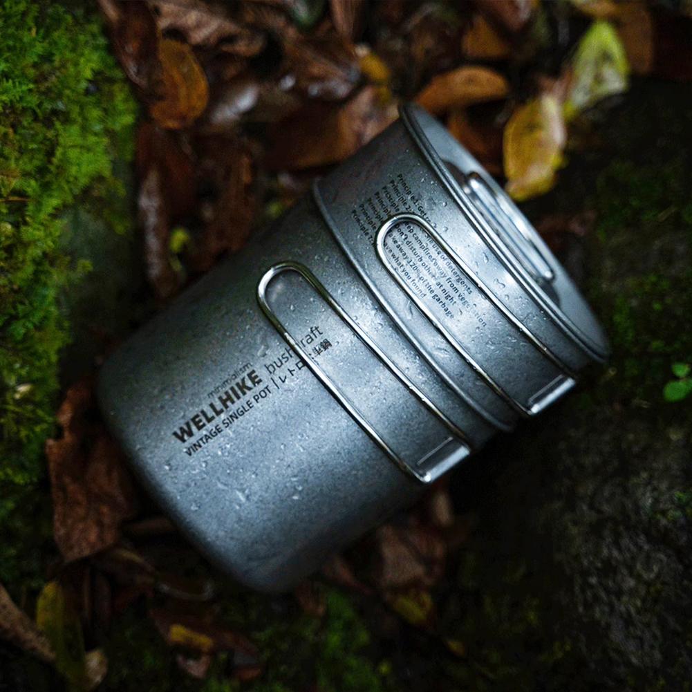 2Pcs Outdoor Camping Cookware Set with Folding Handle Picnic Pot Set 304 Stainless Steel Outdoor Camping Pan for Outdoor Picnic