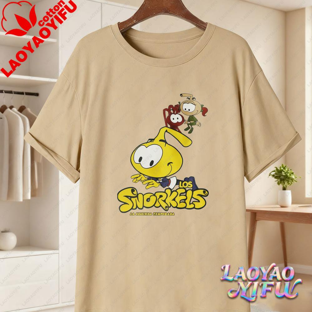Snorks Cute Character Printed Short Sleeve Tee High Quality Cotton Casual Tshirt Retro 80s Cartoon Loose Tops Fashion Streetwear