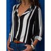 2024 Elegant Black Striped Printed Long-sleeved Shirt For Women Fashion Lapel Button-down Shirt Temperament Office Cardigan