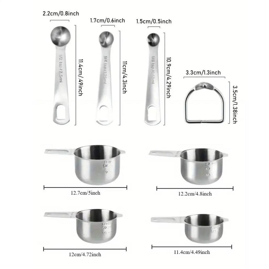Measuring Cups Stainless Steel With Spoons Steel Accurate Stackable Kitchen Gadgets Dry & Liquid Ingredient Measuring Cups Set