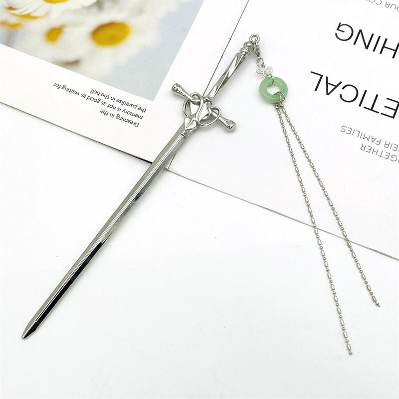 New Antique Metal Sword Hairpin Women's Fashion Chinese Simple and Creative Pan Hairpin Jewelry Temperament Headwear Accessories