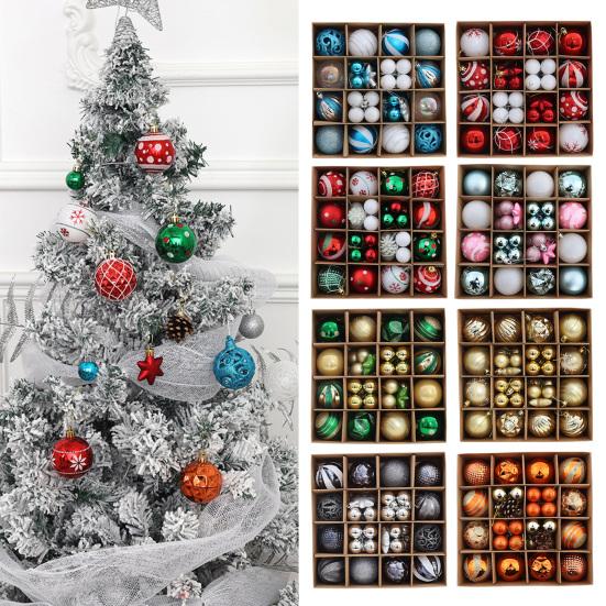 42 Buc. Ornamente Pictate pentru Globuri de Crăciun Set Decor Agățat din Plastic pentru Brad și Petrecere Incasabile Ușoare Festive Decor de Casă