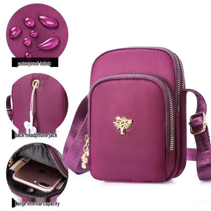 Trendige Nylon-Crossbody-Tasche für Handy & Münzen - Vertikale Umhängetasche