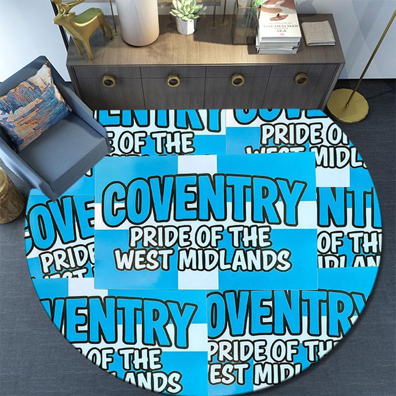 Coventry City logo pattern round rug,Carpet Rug for Living Room Bedroom Playroom ,Non-slip Floor Mat,Holiday Gifts and Birthday Gifts.