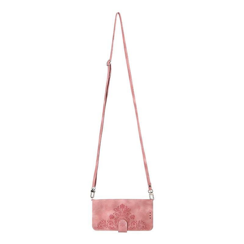 iPhone 14 Long Rope Messenger Bag Leather Case for Apple Mobile Phone - Multi-Function Magnetic Suction for Kyocera & Samsung S23