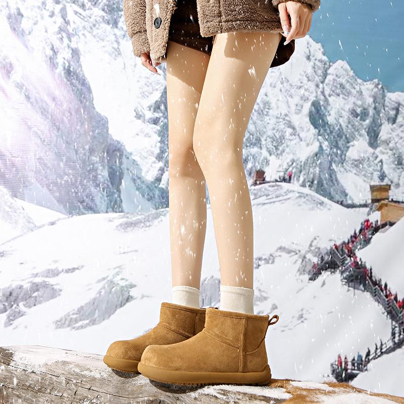 Waterproof Stupid Snow Boots Women's 2025 New Winter Velvet Thickened Short Tube Low-top Thick-soled Non-slip Bread Cotton Shoes