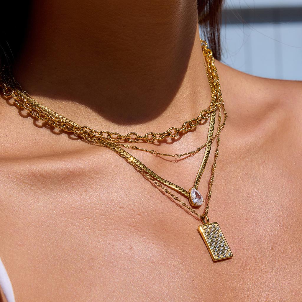 European and American rhinestone titanium steel necklace jewelry does not fade stainless steel explosion
