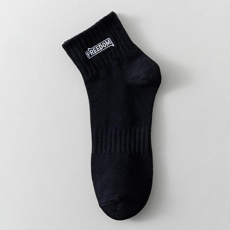 Socks Men'S Pure Cotton Low-Top Medium Tube Socks Sweat-Absorbing And Deodorant Sports Socks Trend Letter Men'S Cotton Short Tube Socks