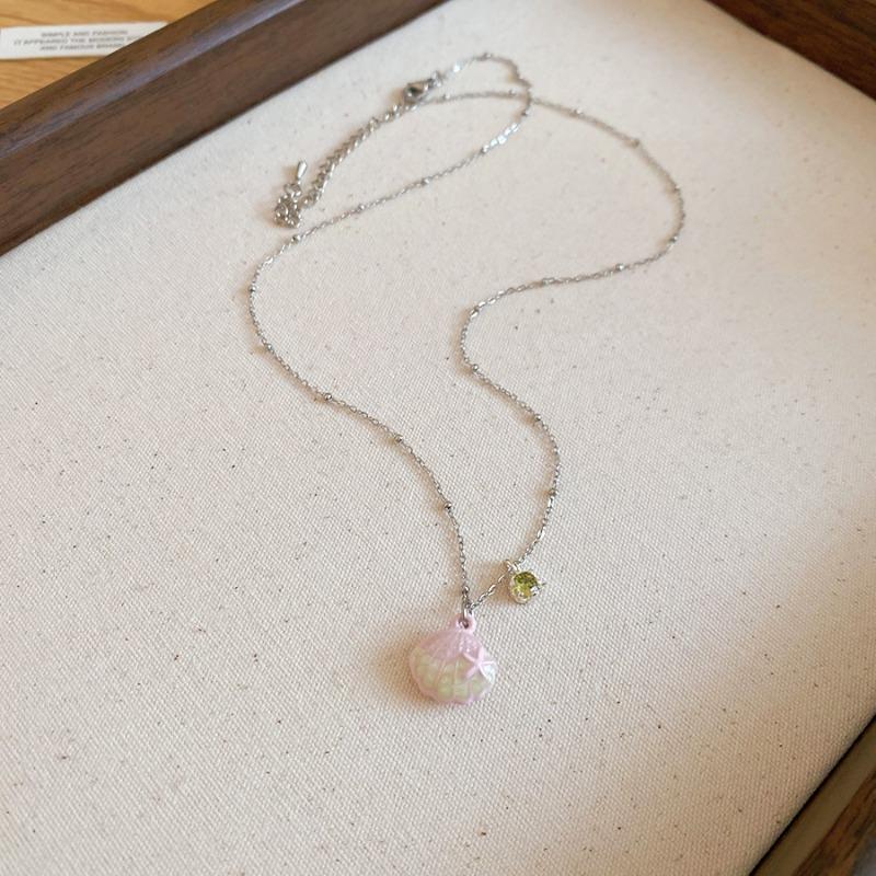 Super Fairy Diamond Dripping Oil Shell Necklace Summer Seaside Vacation Wind Collarbone Chain Sweet Versatile Design Neck Chain Women