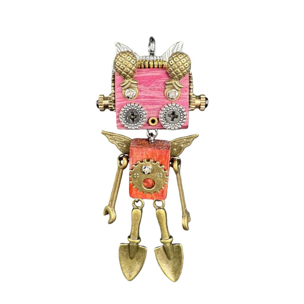 Handmade Punk Robot Pendant Zinc Alloy Black Nickel Pin Love Hammer Shovel Axe Microphone Badminton Racket Keychain Necklace