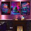 Colored Neon Lights Food and Beverage Posters Prints Hamburger Pizza Fruit Canvas Paintings Wall Art for Kitchen Home Decor