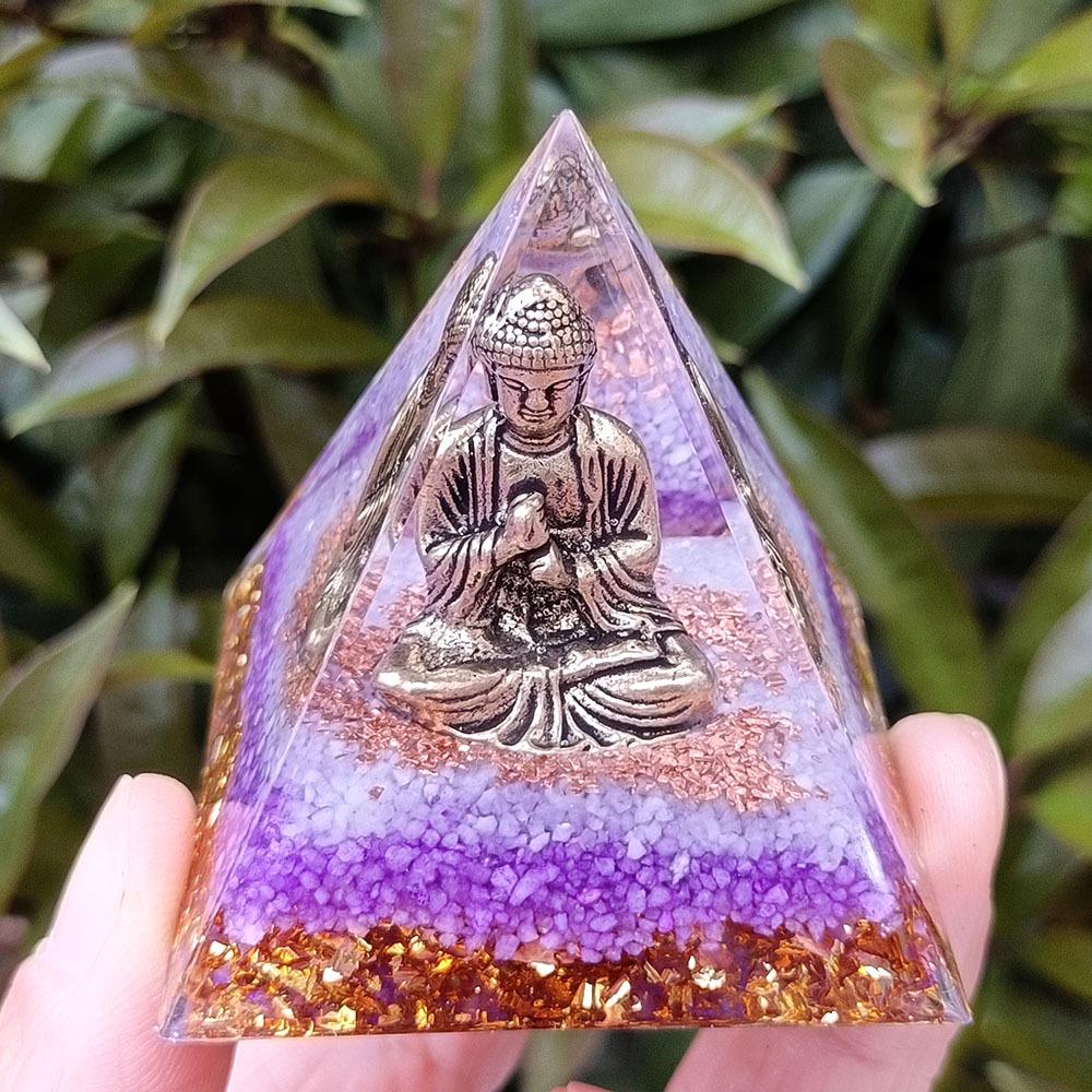 Buddha Crystal Pyramid Ornament: Home and Office Resin Decoration 5 cm