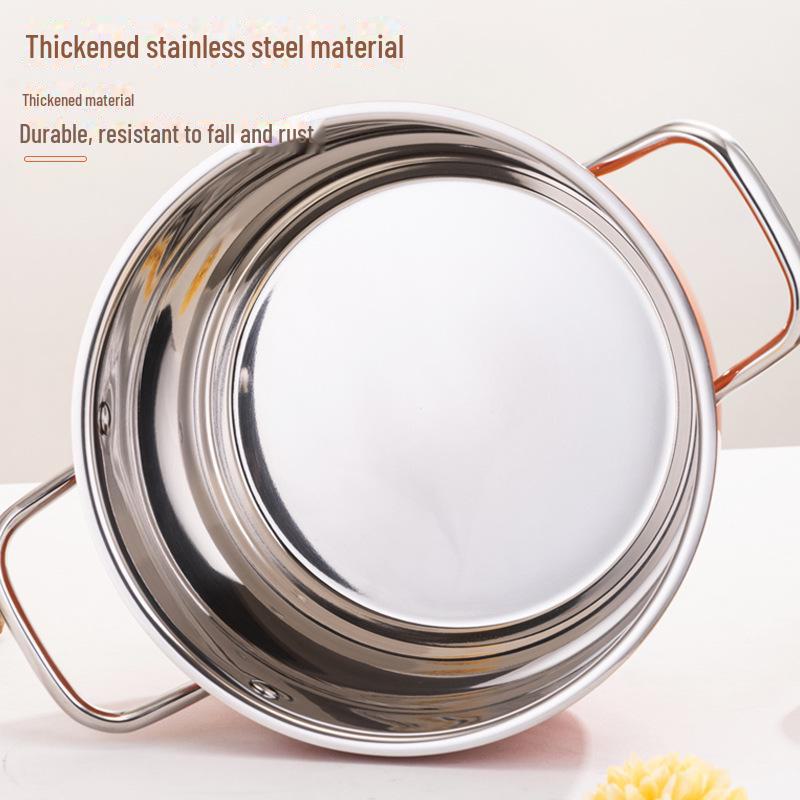 Thickened Stainless Steel Multifunctional Soup Pot for Induction Cookers - Large Capacity