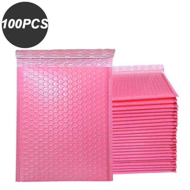 

100pcs Shipping Packaging Supplies Pink Bubble Envelope Self Seal Packing Bag Bags Small Business Mailer Mailing Office School 11*15cm розовый