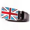 British Flag Pattern Fashion Belts Cowskin Genuine Leather Metal Buckle Union Jack Jeans Waistband Trousers