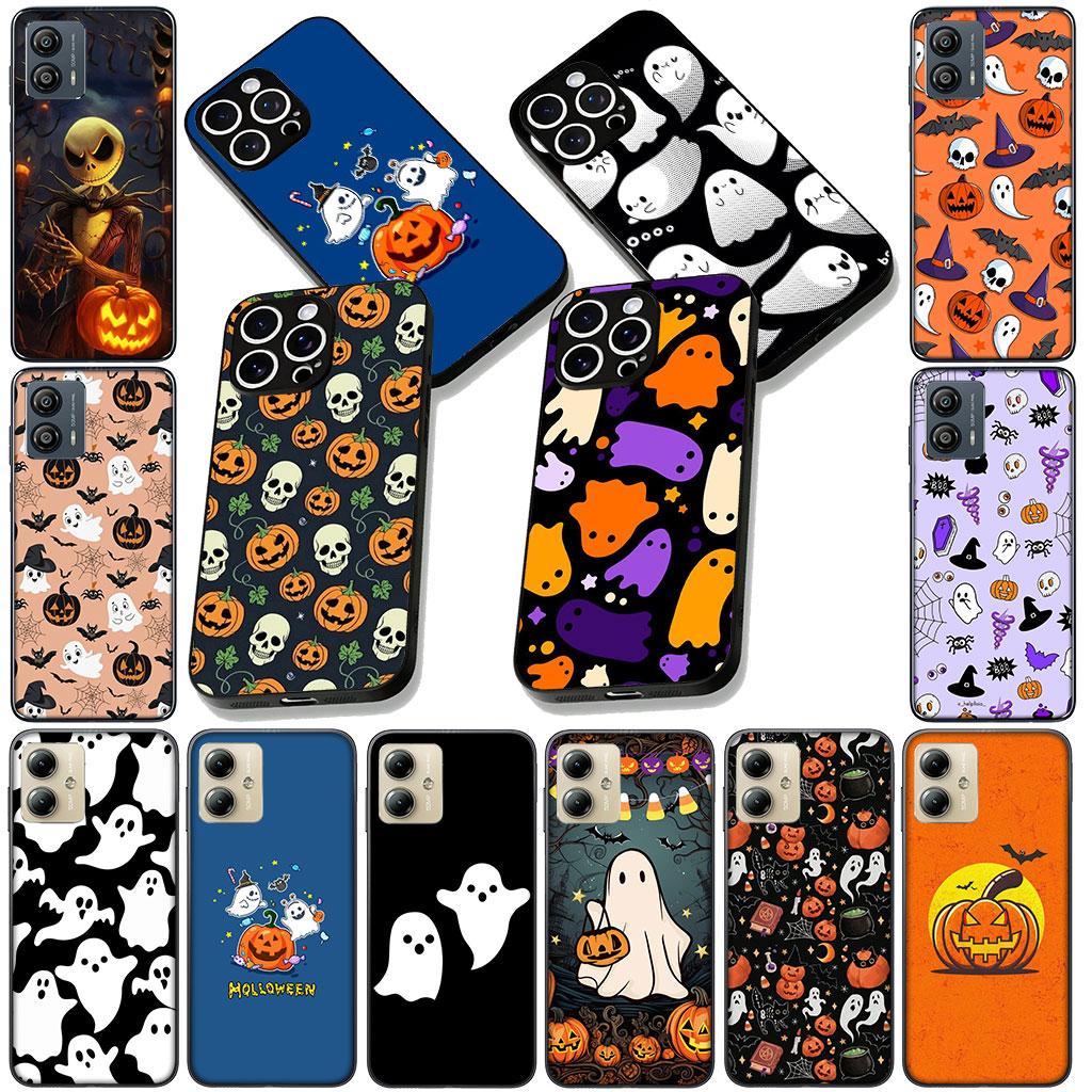 Halloween Little Ghost with Pumpkin Cover for Motorola Moto Edge 50 30 Fusion 40 NEO Ultra Pro E14 G20 E15 G35 G84 G13 G53 Case